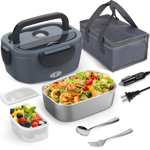 WISAKEY HEATED LUNCH BOX FOR ADULTS, 60-80W ELECTRIC LUNCH BOX - BLACK/GRAY WISAKEY HEATED LUNCH BOX FOR ADULTS, 60-80W ELECTRIC LUNCH BOX - BLACK/GRAY