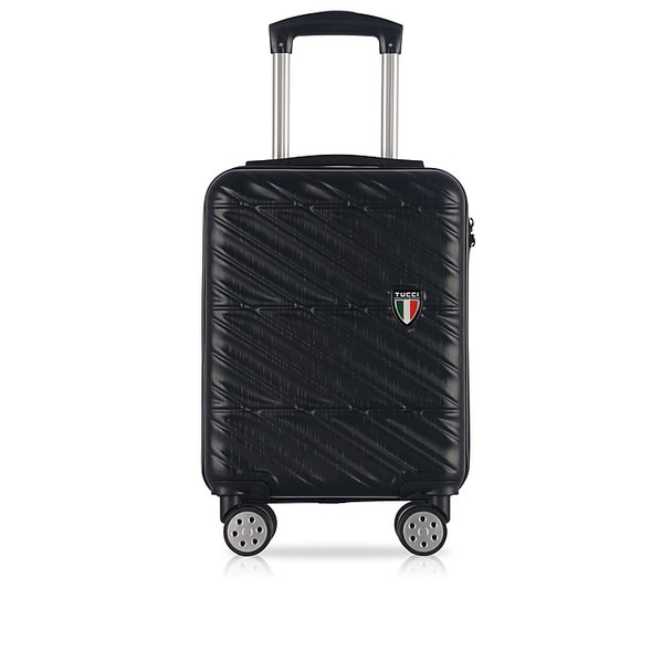 TUCCI HARDSIDE CARRY-ON SUITCASE 4-WHEELED TSA CHECKPOINT FRIENDLY 17"- BLACK New