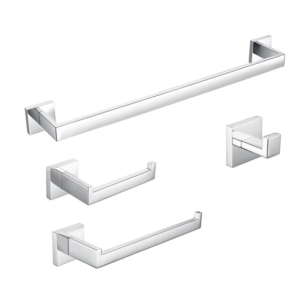 BAGNOLUX Bathroom Hardware Set 4 Pieces SUS304 Stainless Steel - Polished Chrome