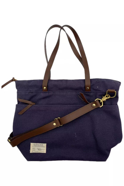 R.RIVETER CANVAS TOTE WITH LEATHER BOTTOM - NAVY R.RIVETER CANVAS TOTE WITH LEATHER BOTTOM - NAVY