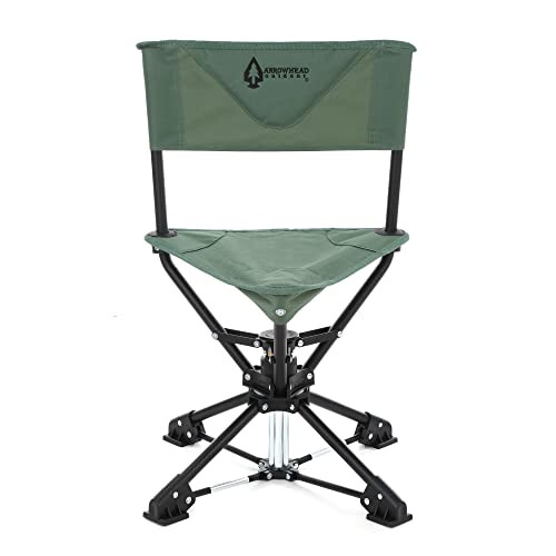 ARROWHEAD OUTDOOR 360° DEGREE SWIVEL HUNTING CHAIR STOOL SEAT, FOREST GREEN