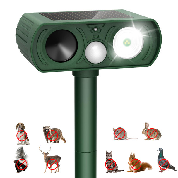 PIMAG UPGRADED SOLAR ULTRASONIC ANIMAL REPELLANT REPELLER, LC-809 - GREEN