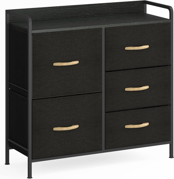 JSUNGO STORAGE DRESSER WITH DRAWERS, PORTABLE DRESSER WITH 5 UNITS - BLACK