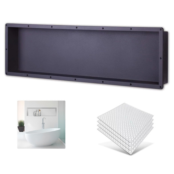 UNI-GREEN LARGE RECTANGLE SHOWER NICHE 14"x50"(INSIDE 12" x 48") - BLACK