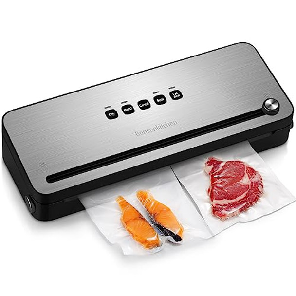 BONSENKITCHEN VACUUM SEALER WITH BUILT-IN CUTTER & ROLL BAG STORAGE - BLACK BONSENKITCHEN VACUUM SEALER WITH BUILT-IN CUTTER & ROLL BAG STORAGE - BLACK