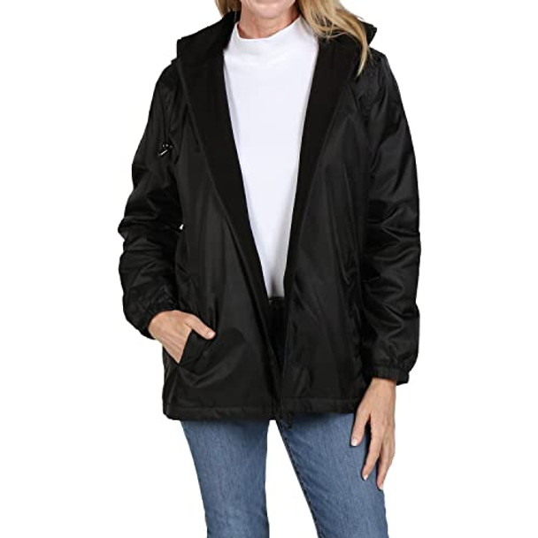 TA9672 TOTES WOMENS RAIN JACKET WITH HOOD RAIN COAT WOMENS COATS BLACK XL New