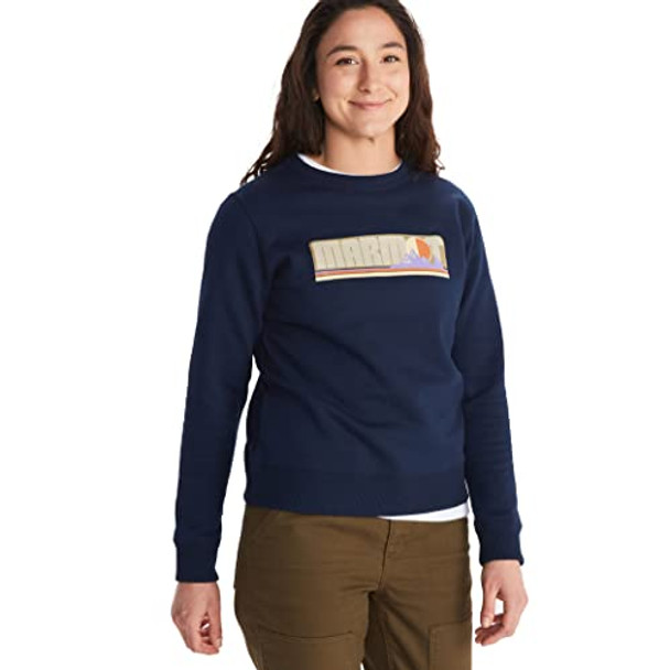 MARMOT WOMEN'S MONTANE CREW SCREEN PRINTED SWEATSHIRT M14188 ARCTIC NAVY SIZE L New MARMOT WOMEN'S MONTANE CREW SCREEN PRINTED SWEATSHIRT M14188 ARCTIC NAVY SIZE L New