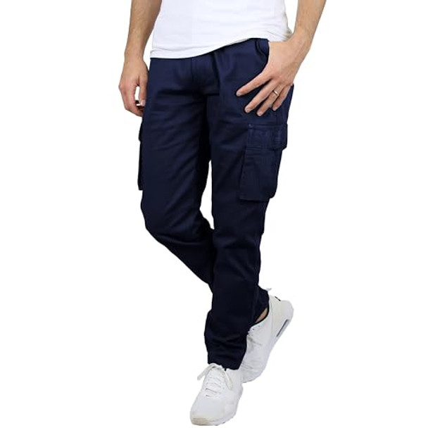 BLU ROCK MEN'S FLEX-STRETCH COTTON CARGO PANTS - SIZE: MEN 34 - NAVY New