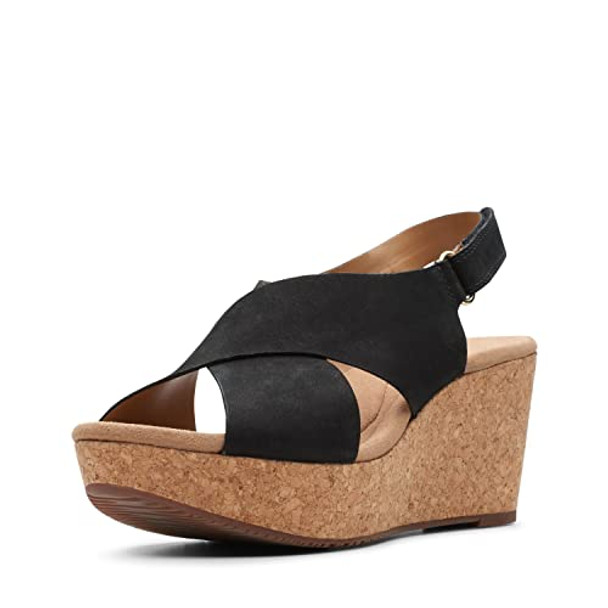 261248684050 WOMEN'S ANNADEL EIRWYN WEDGE SIZE 7.5 BLACK NUBUCK