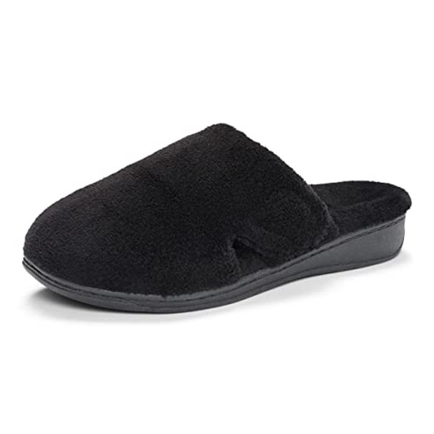 VIONIC WOMEN'S INDULGE GEMMA MULE SLIPPERS BLACK SIZE: WOMEN 6 (EU W37)
