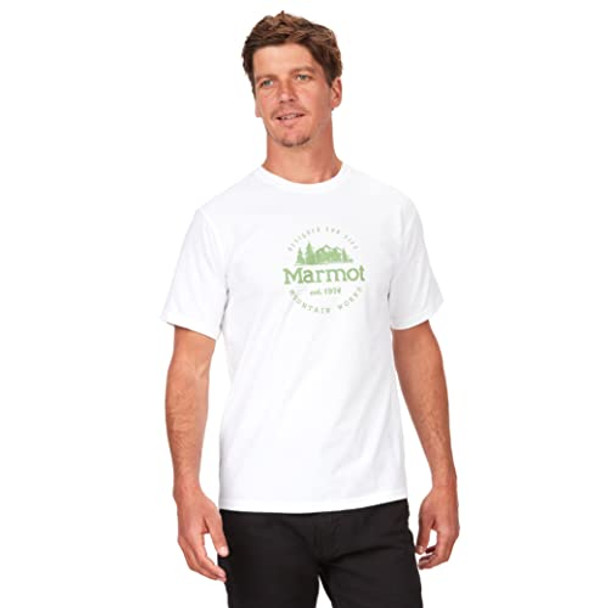 Marmot Men's Logo T-Shirt Graphic Cotton Tee Large Culebra Peak White 080 New