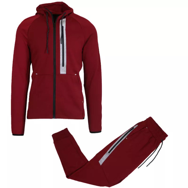GALAXY BY HARVIC MEN'S FULL ZIP TECH FLEECE 2-PIECE SET - SIZE: 4XL - BURGUNDY
