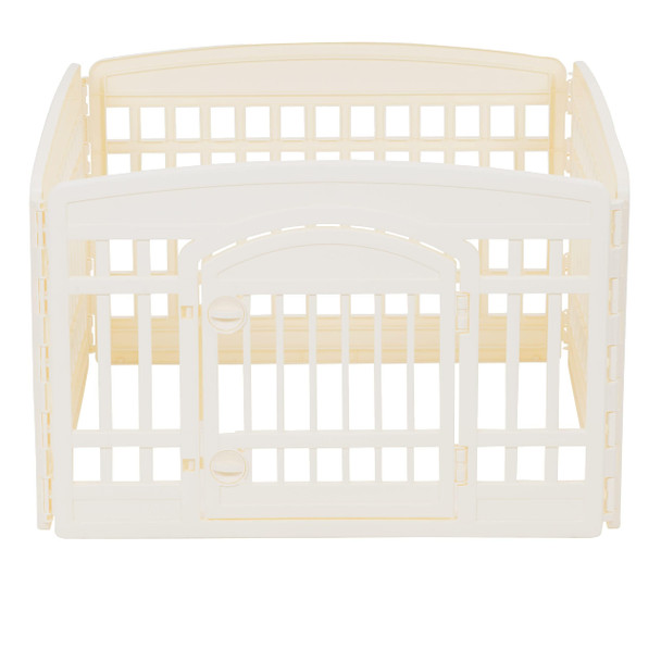 AMAZON BASICS ROUND DOG Playpen Pet Exercise Pen with Door 24" 6 PANEL - BEIGE