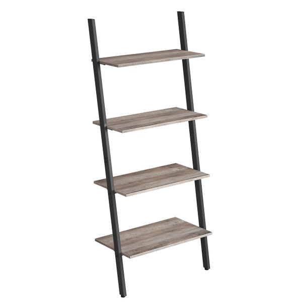 VASAGLE ALINRU LADDER SHELF, 4-TIER BOOKSHELF -GREIGE/BLACK
