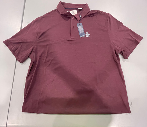 ORIGINAL PENGUIN MEN'S SOLID SHORT SLEEVE POLO - SIZE: MEN M - BURGUNDY