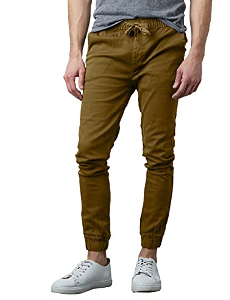 MJP-602TB GALAXY BY HARVIC MEN'S BASIC STRETCH TWILL JOGGERS Timber Size M New