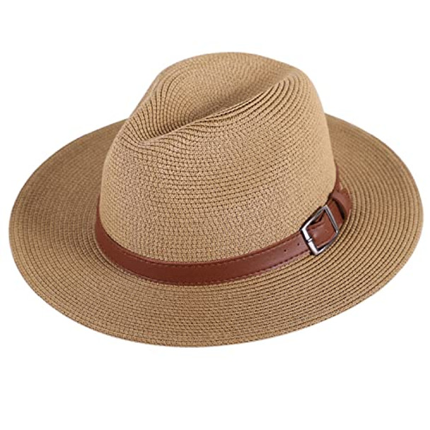Livingston Fashionable Wide Brim Straw Panama Hat for Men & Women - Light Brown New