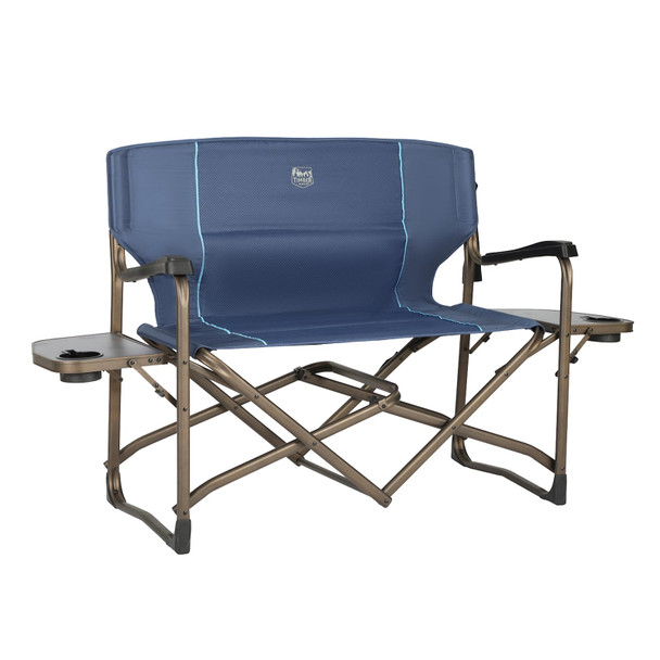 TIMBER RIDGE Double Camping Chair Foldable Loveseat Directors Blue