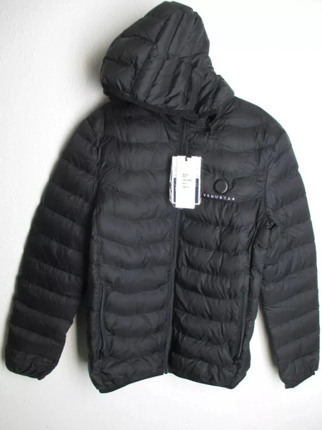 VENUSTAS NEW VENUSTAS HEATED JACKET HOODED PUFFER 5V WARM - MEN 2XL - BLACK