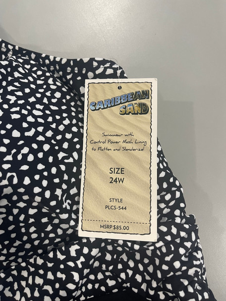 CARIBBEAN SAND WOMENS ONE PIECE SWIMSUIT - SIZE: WOMEN 24W - BLACK/WHITE CARIBBEAN SAND WOMENS ONE PIECE SWIMSUIT - SIZE: WOMEN 24W - BLACK/WHITE