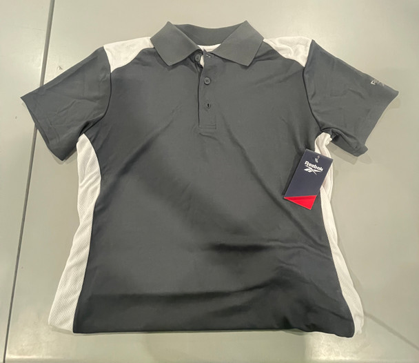 REEBOK SHORT SLEEVE POLO - SIZE: WOMEN L - GRAY/WHITE