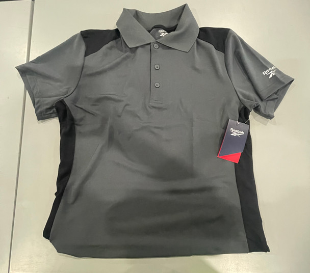 REEBOK WOMENS SHORT SLEEVE POLO - SIZE: WOMEN L - GRAPHITE/BLACK