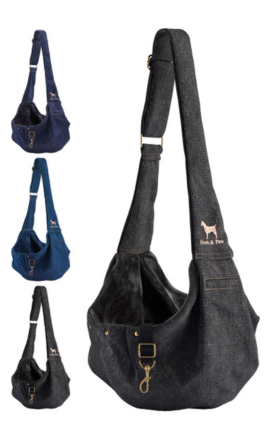 NOAH & PAW DOG SLING CARRIER, SMALL DOGS & CATS, ADJUSTABLE, SL-SNP - BLACK