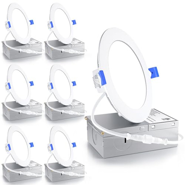Ensenior 6 Pack 4 Inch LED Recessed Light, Dimmable, 3000K Warm White W750LM Ensenior 6 Pack 4 Inch LED Recessed Light, Dimmable, 3000K Warm White W750LM