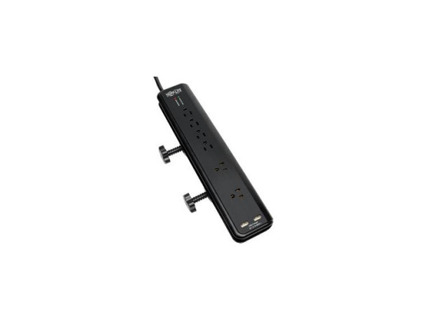 Tripp Lite TLP606DMUSB Protect It! 6- Outlet Clamp-Mount Surge Protector, 6-ft.