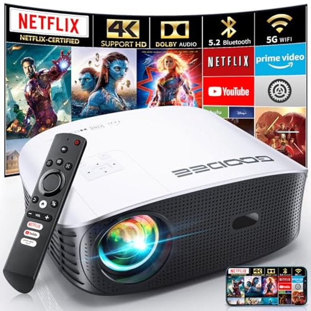 GOODEE SMART 4K PROJECTOR WITH 5G WIFI AND BLUETOOTH - BLACK/WHITE