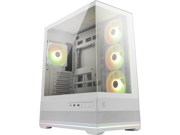 MSI MAG PANO 110R PZ White - Mid-Tower Gaming PC Case - Tempered Glass Side