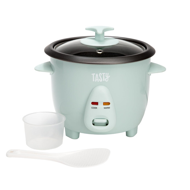TASTY MINI RICE COOKER REMOVABLE NONSTICK BOWL AUTO KEEP WARM 1.5-QUART - AQUA