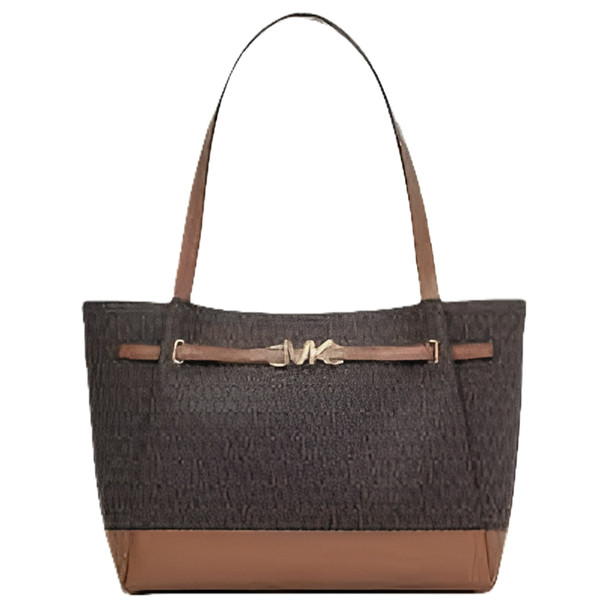 MICHAEL KORS REED LARGE BELTED LOGO TOTE - BROWN