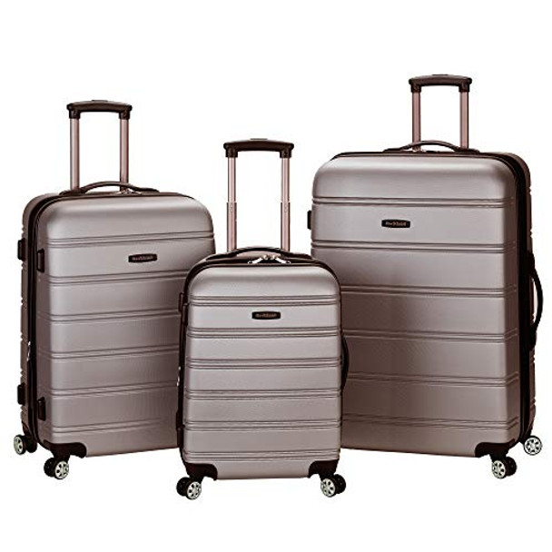 ROCKLAND MELBOURNE HARDSIDE EXPANDABLE LUGGAGE SPINNER WHEELS 3 PC - SILVER