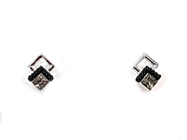 REBECCA MINKOFF BLACK AND WHITE CRYSTAL EARRINGS - BLACK