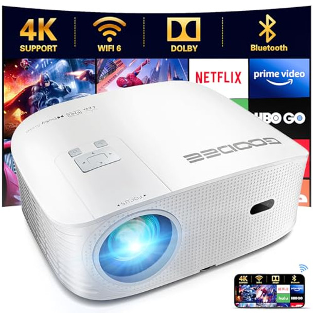 GOODEE SMART 4K 1080P PROJECTOR WIFI BLUETOOTH MOVIE OUTDOOR YG651 - WHITE
