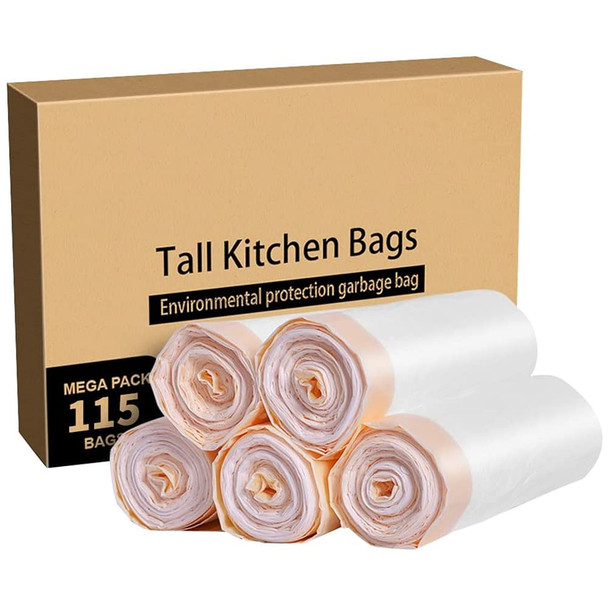 MEIDONG TRASH BAGS, GARBAGE BAGS 13 GALLON STRONG BAGS FOR TRASH,115CT - WHITE
