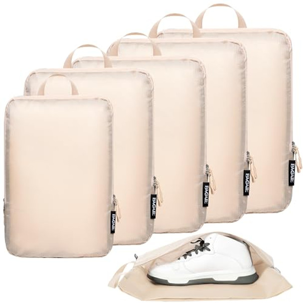 BAGAIL 6 SET ULTRALIGHT COMPRESSION PACKING CUBES - BEIGE BAGAIL 6 SET ULTRALIGHT COMPRESSION PACKING CUBES - BEIGE