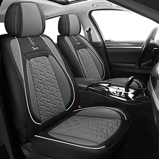TAPHA EXECUTIVE LEATHERETTE CAR SEAT COVER & CUSHION SET - BLACK/GRAY