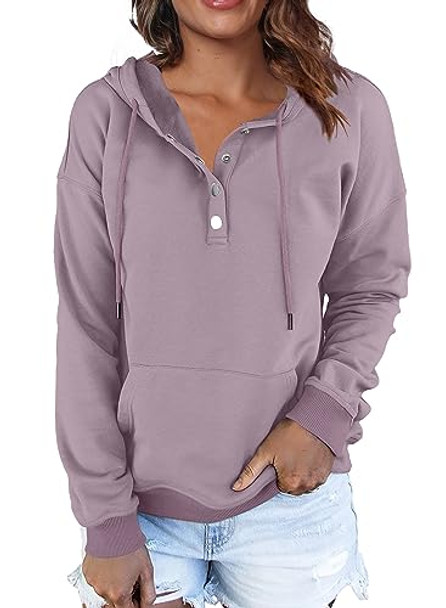 FKEEP WOMEN HOODIES CASUAL BUTTON DOWN SWEATSHIRT DRAWSTRING FALL WINTER - M/L New