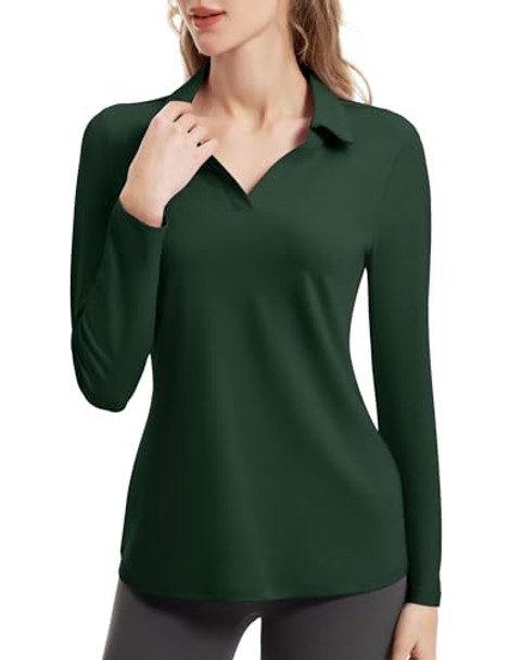 FKEEP WOMEN'S TENNIS GOLF SHIRT LONG SLEEVED TOP SPORT ACTIVEWEAR FOREST GREEN New