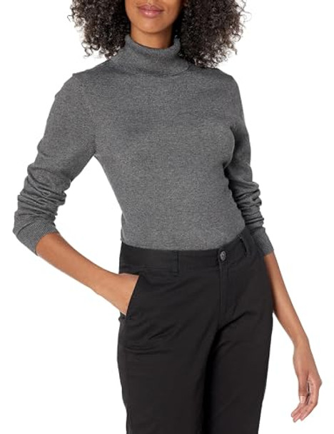 AMAZON ESSENTIALS WOMEN CLASSIC-FIT LIGHTWEIGHT LONG-SLEEVE SWEATER CHARCOAL L New