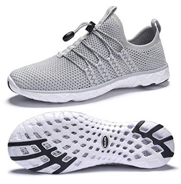 DLGJPA WOMEN'S LIGHTWEIGHT QUICK DRYING AQUA WATER SHOES - SIZE 7.5, LIGHT GRAY