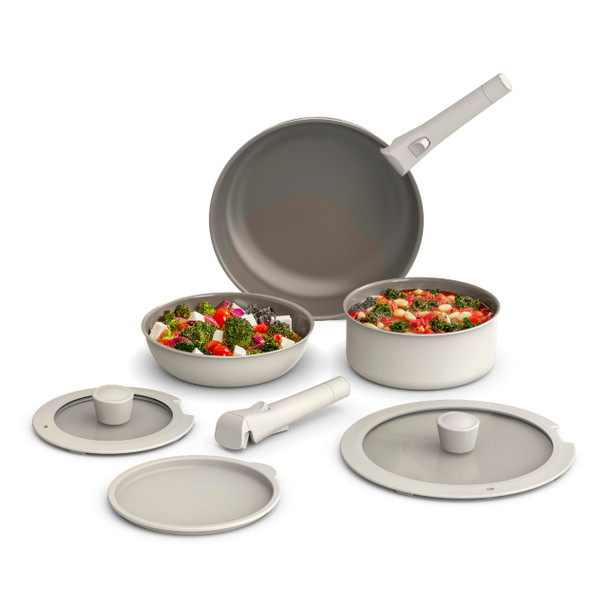 BELLA 8 PIECE COOKWARE SET CERAMIC NONSTICK  ODJ-BLS801 - OATMILK