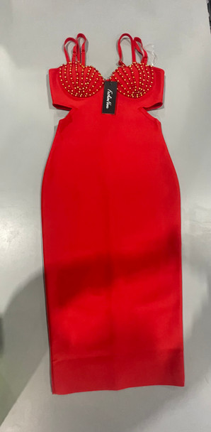 FASHION NANA FITTED DRESS - SIZE: WOMEN S - RED New