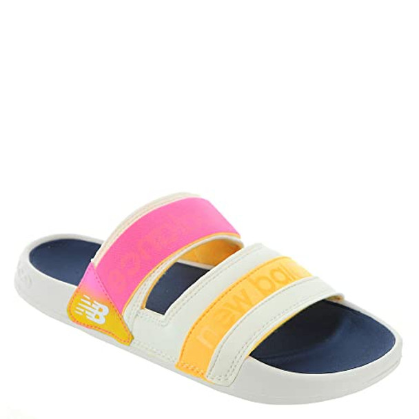 NEW BALANCE WOMEN'S 202 SLIDE SANDAL - SIZE 8 WHITE/VIBRANT PINK/VIBRANT APRICOT NEW BALANCE WOMEN'S 202 SLIDE SANDAL - SIZE 8 WHITE/VIBRANT PINK/VIBRANT APRICOT