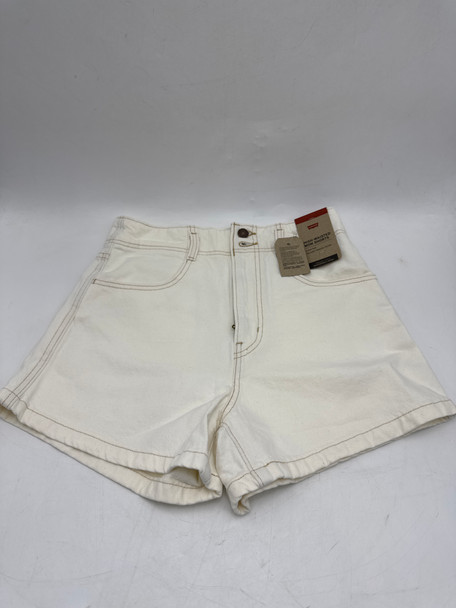 LEVI'S SIZE 27 WOMEN'S HIGH WAIST CONTRAST STITCH MOM SHORTS - ECRU ETHOS New