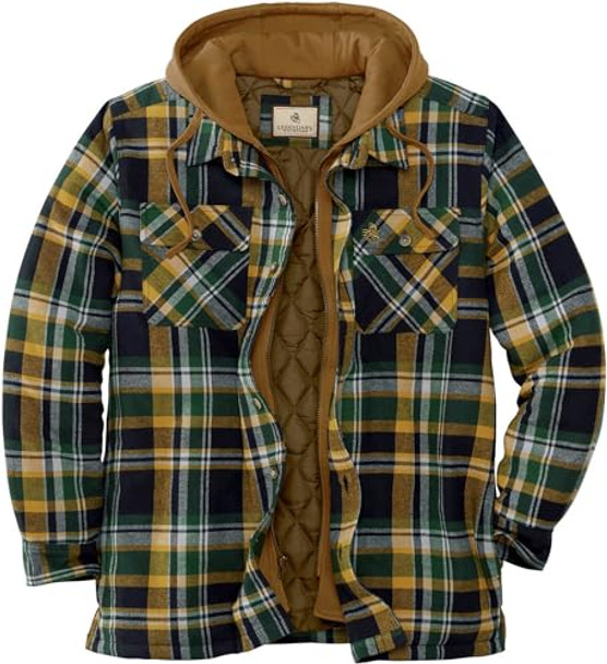 LEGENDARY WHITETAILS MEN'S MAPLEWOOD HOODED SHIRT JACKET - SIZE: MEN L - PLAID New