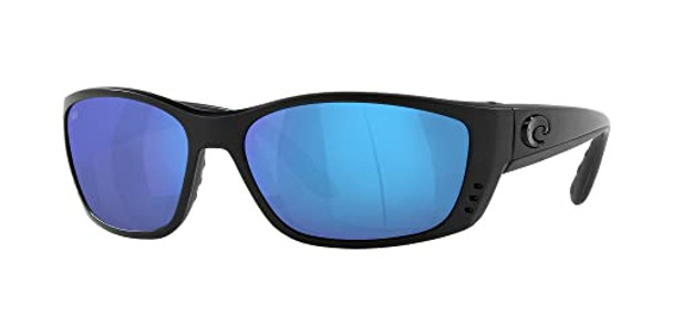 COSTA DEL MAR MEN'S FISCH RECTANGULAR SUNGLASSES 64MM BLACKOUT/GRAY BLUE MIRROR