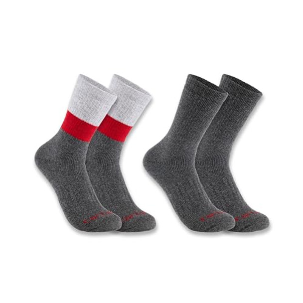 SCARHARTT MEN MIDWEIGHT SYNTHETIC-WOOL BLEND COLORBLOCK CREW SOCK ASSORTED